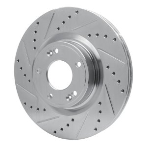 Hyundai Genesis Brake Rotor (1) - Front Left - R1 Concepts - Drilled & Slotted - Silver - `09-`11